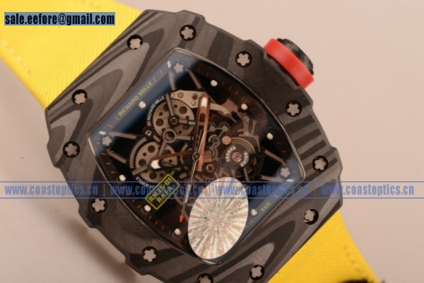 1:1 Clone Richard Mille RM 055 Watch Carbon Fiber RM 055 Yellow Leather/Nylon strap